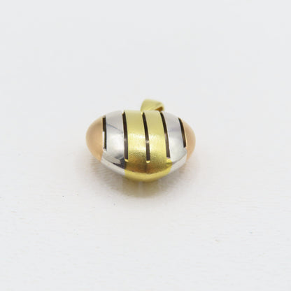 18K Tri-Tone Gold Hollow Heart Pendant 1" 4.2g