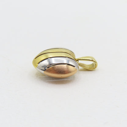 18K Tri-Tone Gold Hollow Heart Pendant 1" 4.2g