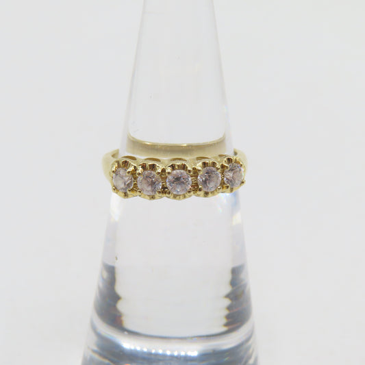 14K Yellow Gold CZ Eternity Bang Ring Size 4 1.8g