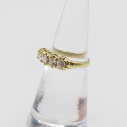 14K Yellow Gold CZ Eternity Bang Ring Size 4 1.8g