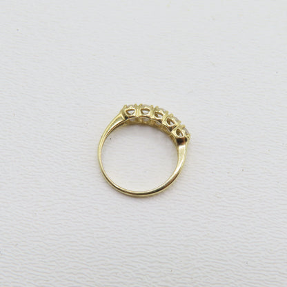 14K Yellow Gold CZ Eternity Bang Ring Size 4 1.8g