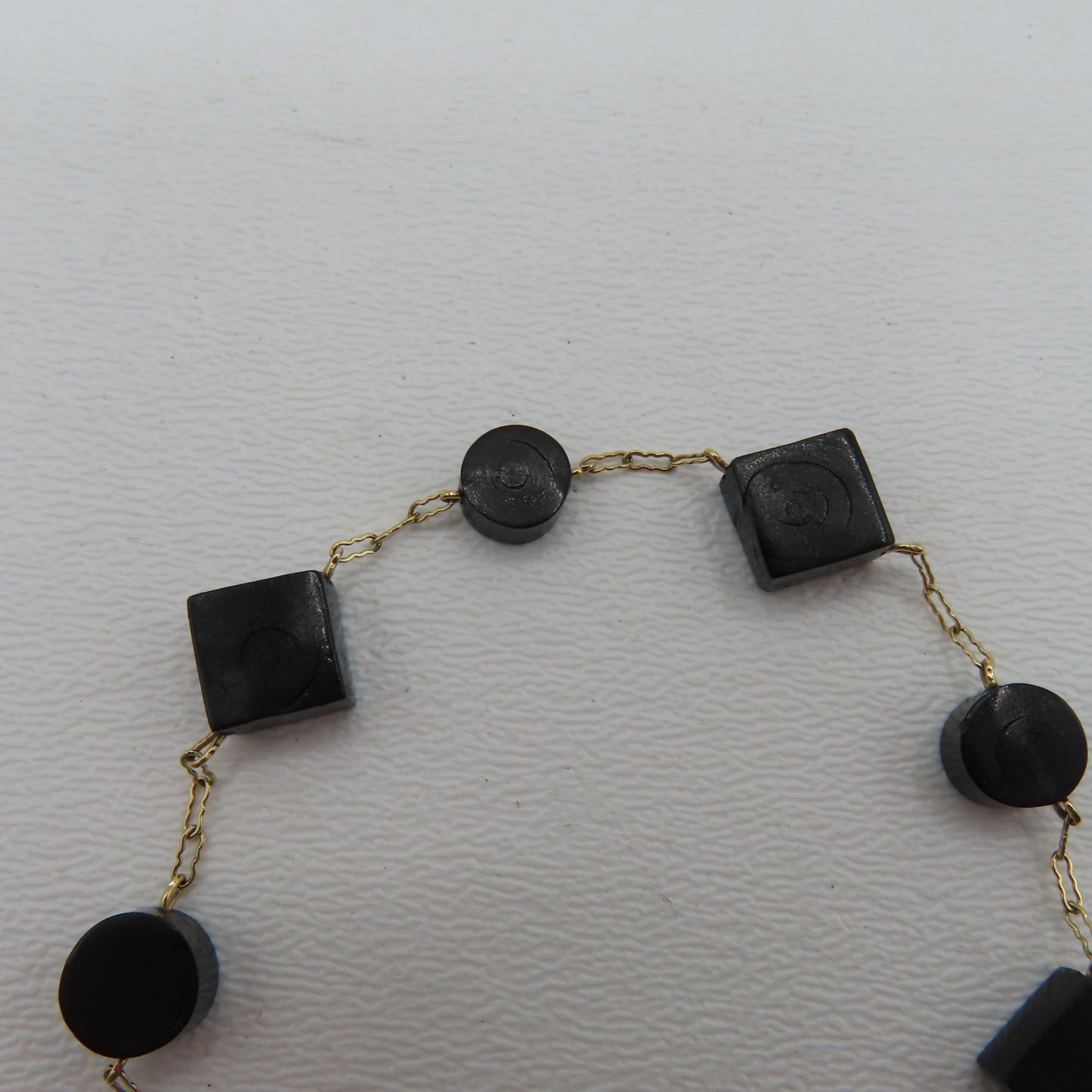 14K Yellow Gold Geometric Station Peanut Link Bracelet 7" 3.5g