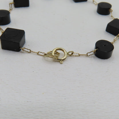 14K Yellow Gold Geometric Station Peanut Link Bracelet 7" 3.5g