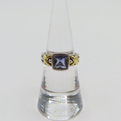 Sterling Silver & 14K Yellow Gold Tanzanite Ring Size 6 4.6g