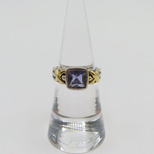 Sterling Silver & 14K Yellow Gold Tanzanite Ring Size 6 4.6g