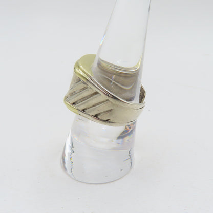David Yurman Sterling Silver & 14K Gold Cigar Ring Open Band Size 7.75 7.5g