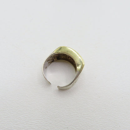 David Yurman Sterling Silver & 14K Gold Cigar Ring Open Band Size 7.75 7.5g