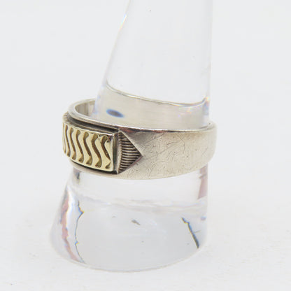 MM Rogers Sterling Silver & 14K Gold Two Tone Band Ring Size 11 6.5g