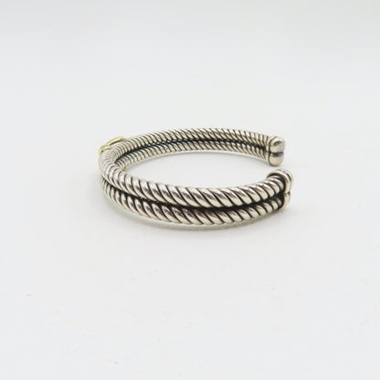 RdM Italy Sterling Silver & 18K Gold X Double Cable Cuff Bracelet 8.5mm 6-3/4" 20.7g