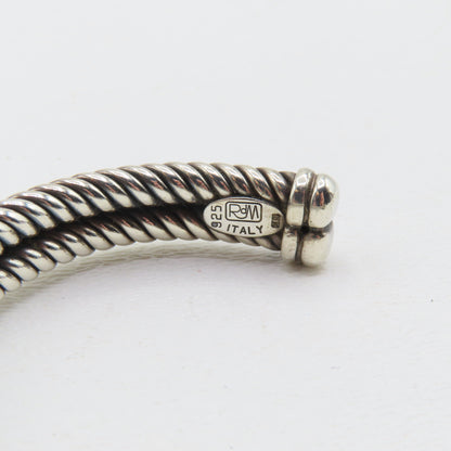 RdM Italy Sterling Silver & 18K Gold X Double Cable Cuff Bracelet 8.5mm 6-3/4" 20.7g