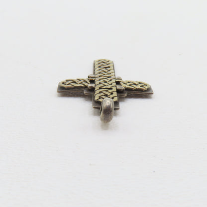 Sterling Silver & 18K Yellow Gold Celtic Knot Cross Pendant 1" 5g