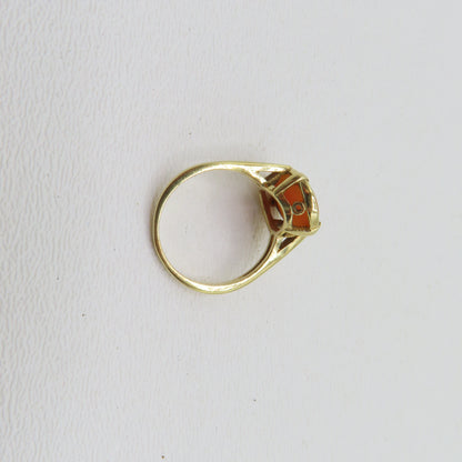 14K Yellow Gold Cameo Carved Ring Size 7.5 3.7g