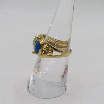 14K Yellow Gold Multi Gemstone Scarab Beetle Ring Size 7 5.3g