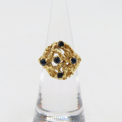 14K Yellow Gold Blue Topaz Abstract Nugget Ring Size 5 5.4g