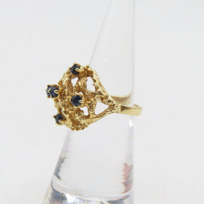 14K Yellow Gold Blue Topaz Abstract Nugget Ring Size 5 5.4g
