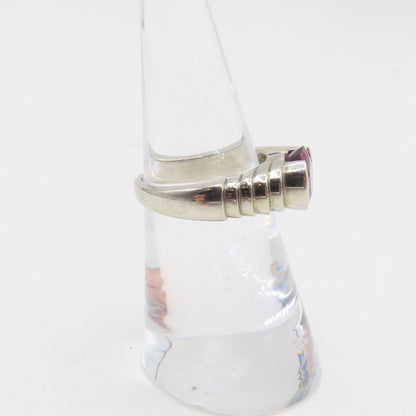 14K White Gold Pink Tourmaline Ring Size 6 5.9g