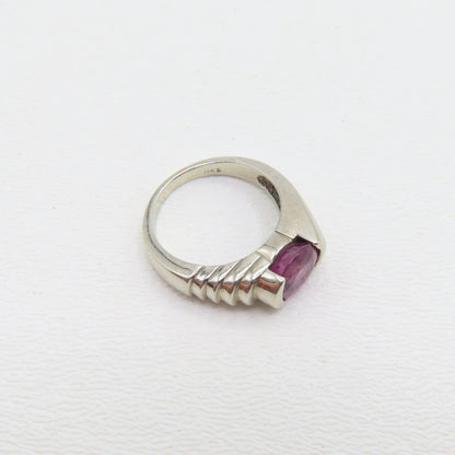 14K White Gold Pink Tourmaline Ring Size 6 5.9g