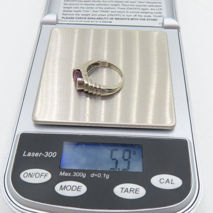 14K White Gold Pink Tourmaline Ring Size 6 5.9g