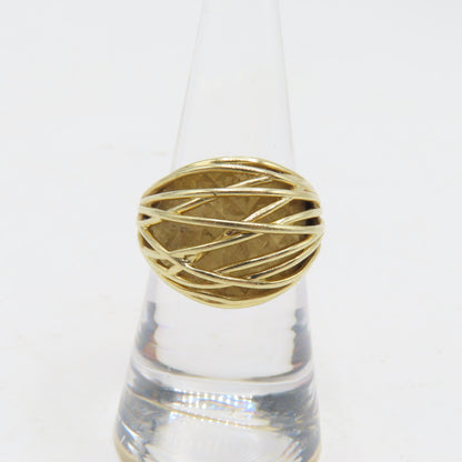 14K Yellow Gold Open Weave Dome Ring Size 6.75 5.7g