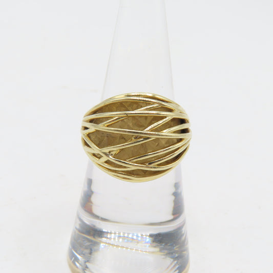 14K Yellow Gold Open Weave Dome Ring Size 6.75 5.7g
