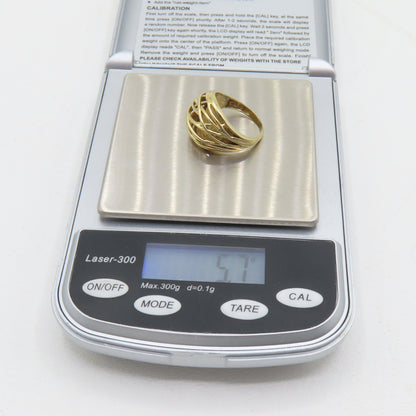 14K Yellow Gold Open Weave Dome Ring Size 6.75 5.7g