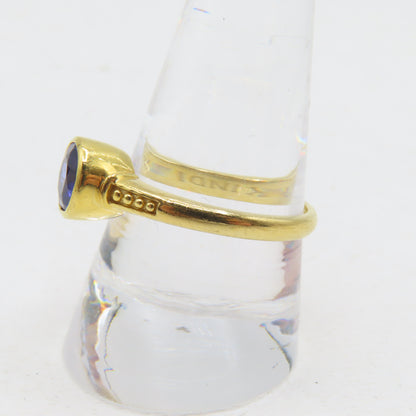 22K Yellow Gold Round Blue Tanzanite Ring Size 10 5g