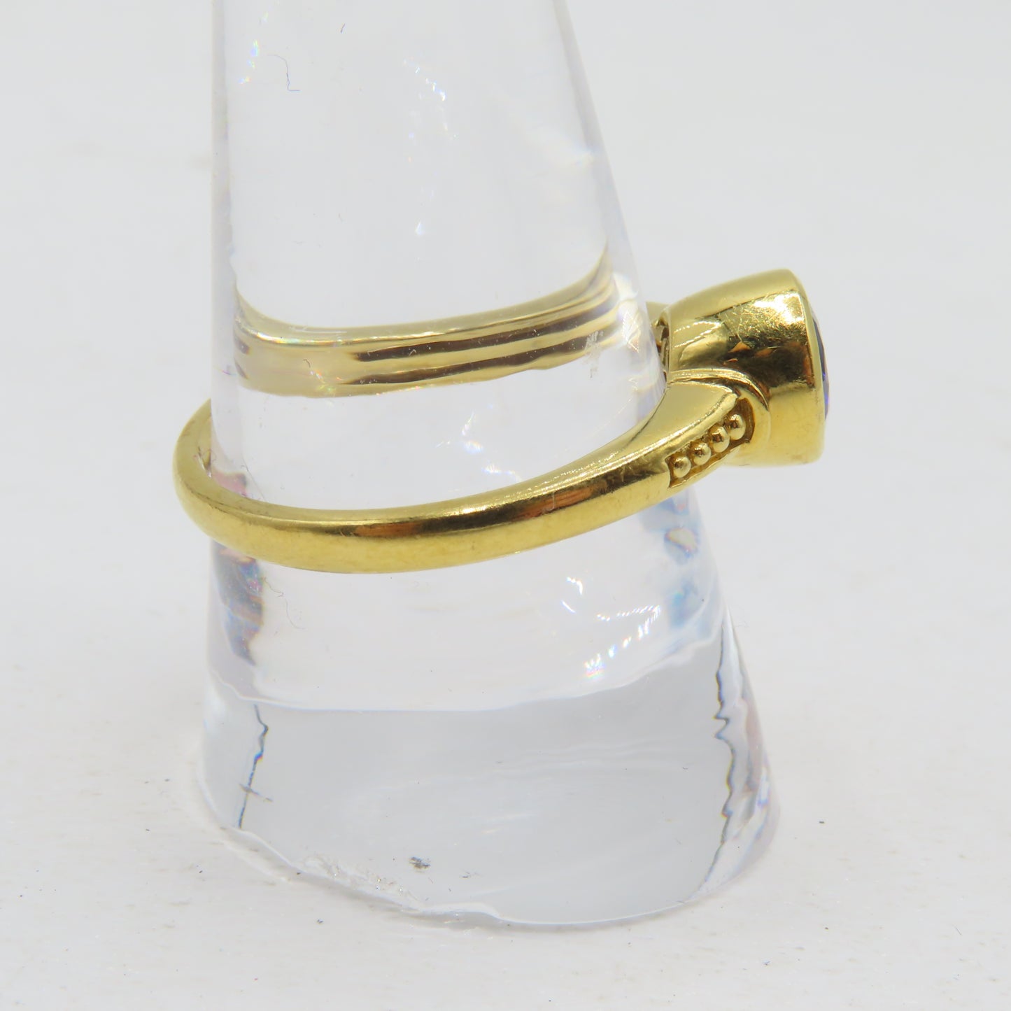 22K Yellow Gold Round Blue Tanzanite Ring Size 10 5g