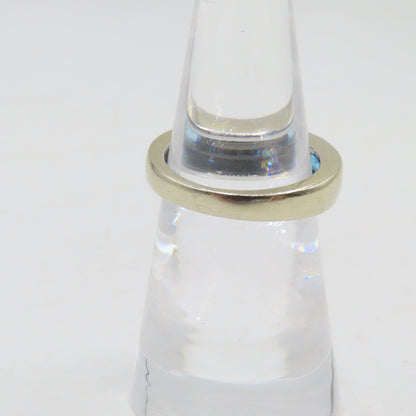 14K White Gold Blue Topaz and Diamond Band Ring Size 5 3.4g