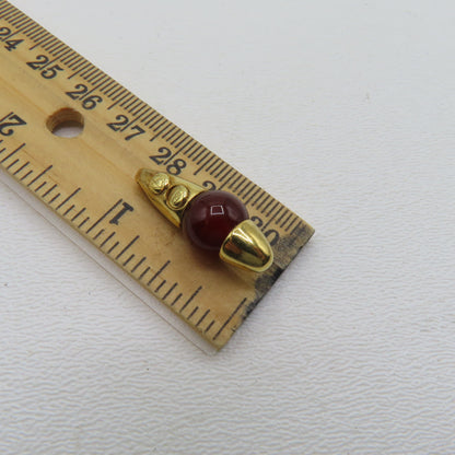 18K Yellow Gold Round Carnelian Pendant 1" 4.9g