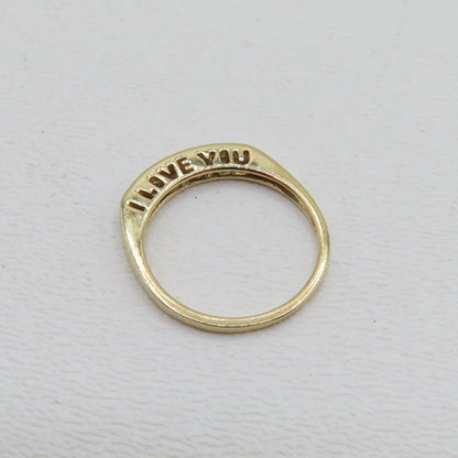 10K Yellow Gold Channel Set Diamond "I Love You" Band Ring Size 7 1.7g