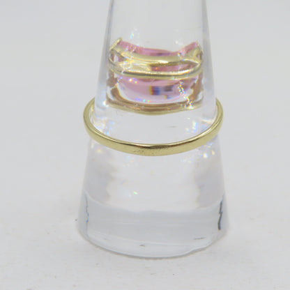 14K Yellow Gold Pink Heart Cut CZ Ring Size 9 2.5g