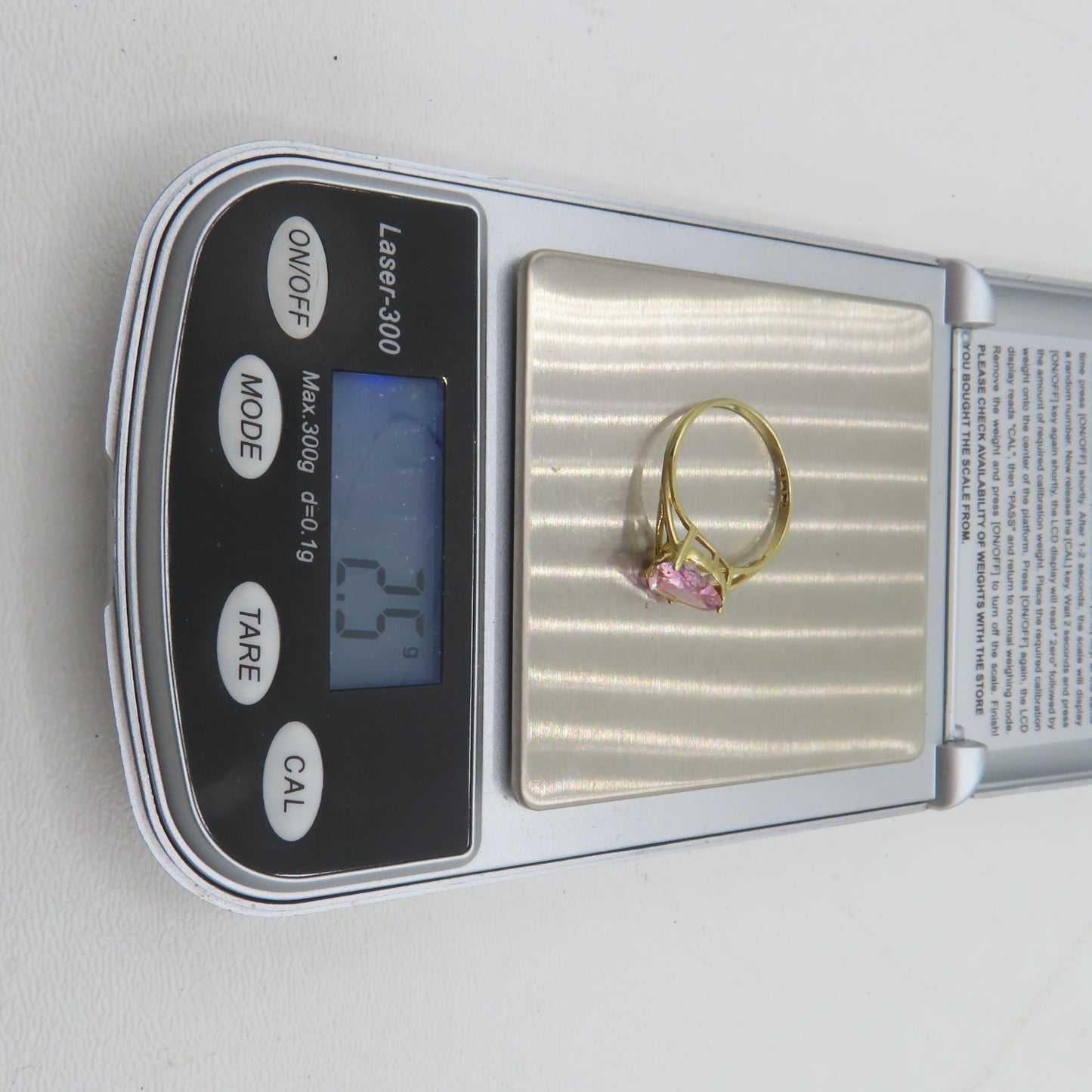 14K Yellow Gold Pink Heart Cut CZ Ring Size 9 2.5g