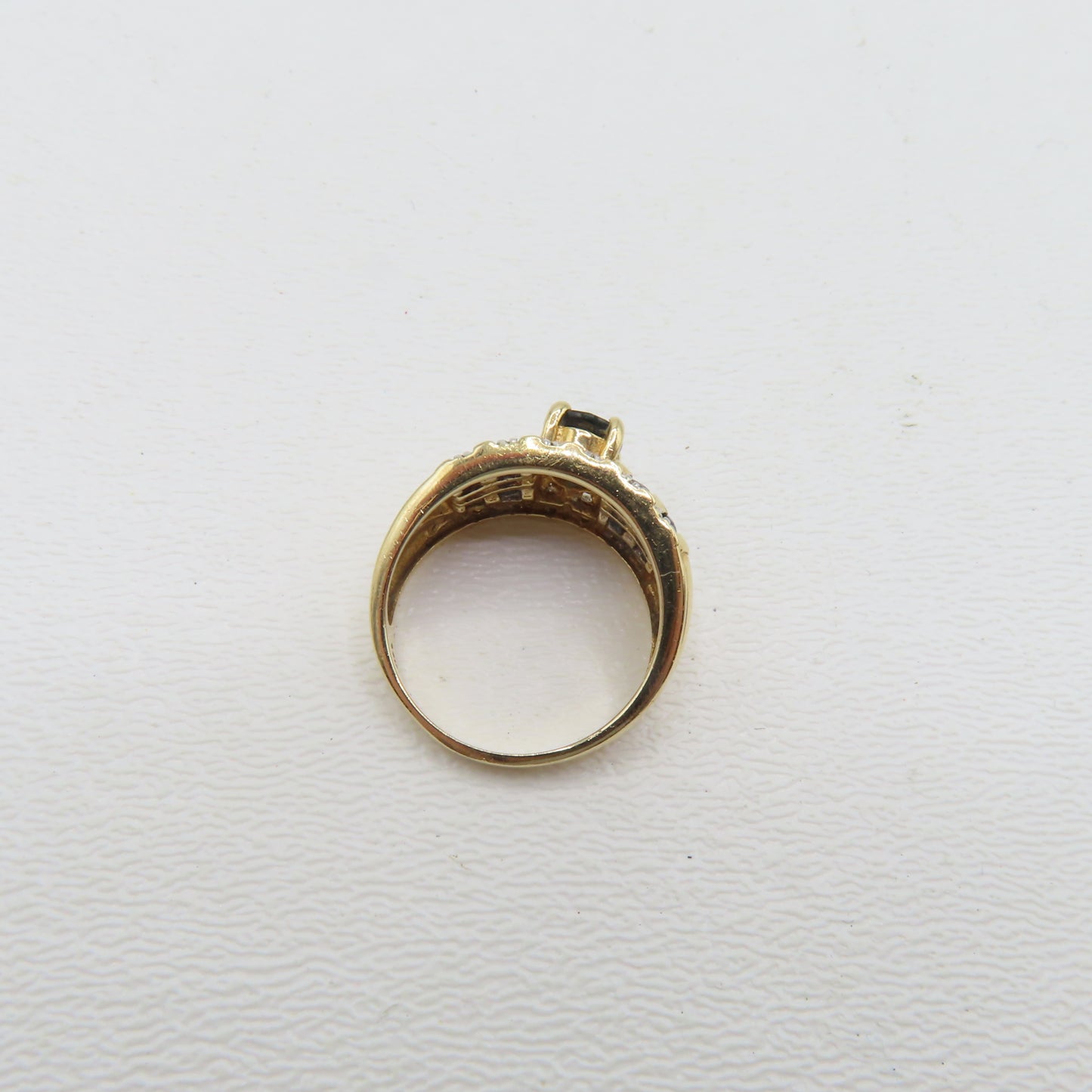 14K Yellow Gold Sapphire and Diamond Band Ring Size 6.5 5.6g