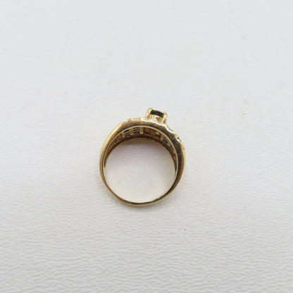 14K Yellow Gold Sapphire and Diamond Band Ring Size 6.5 5.6g