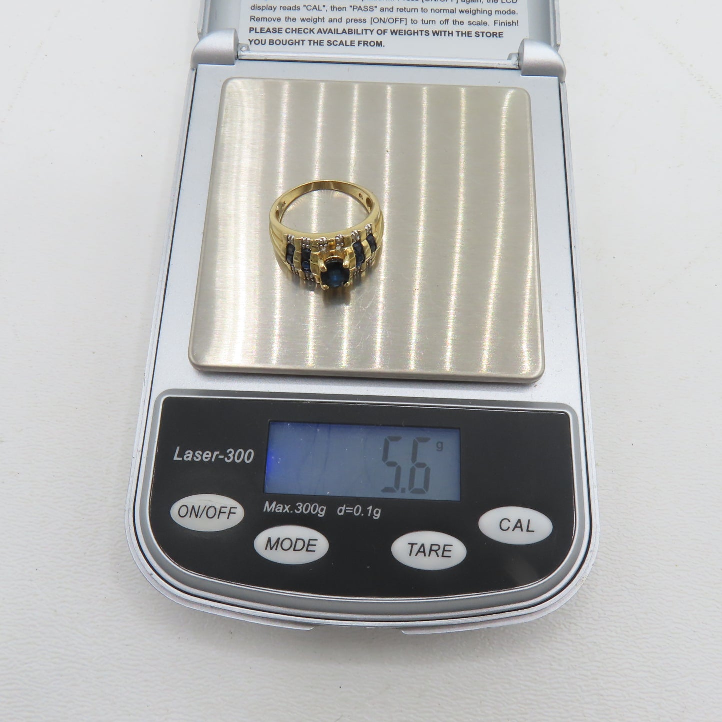 14K Yellow Gold Sapphire and Diamond Band Ring Size 6.5 5.6g