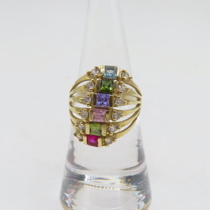 14K Yellow Gold Multi Gemstone Stack Ring Size 7 4.7g