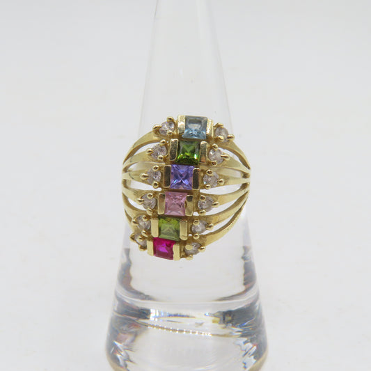 14K Yellow Gold Multi Gemstone Stack Ring Size 7 4.7g