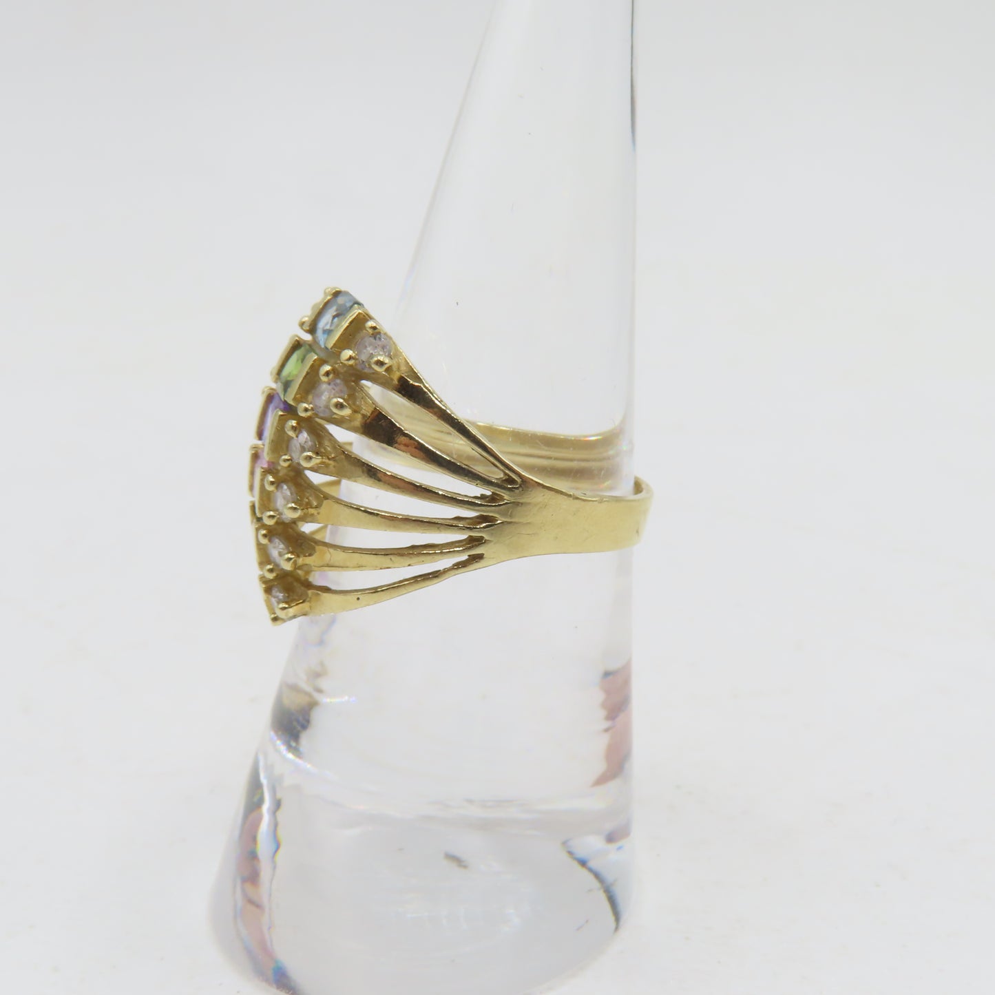 14K Yellow Gold Multi Gemstone Stack Ring Size 7 4.7g