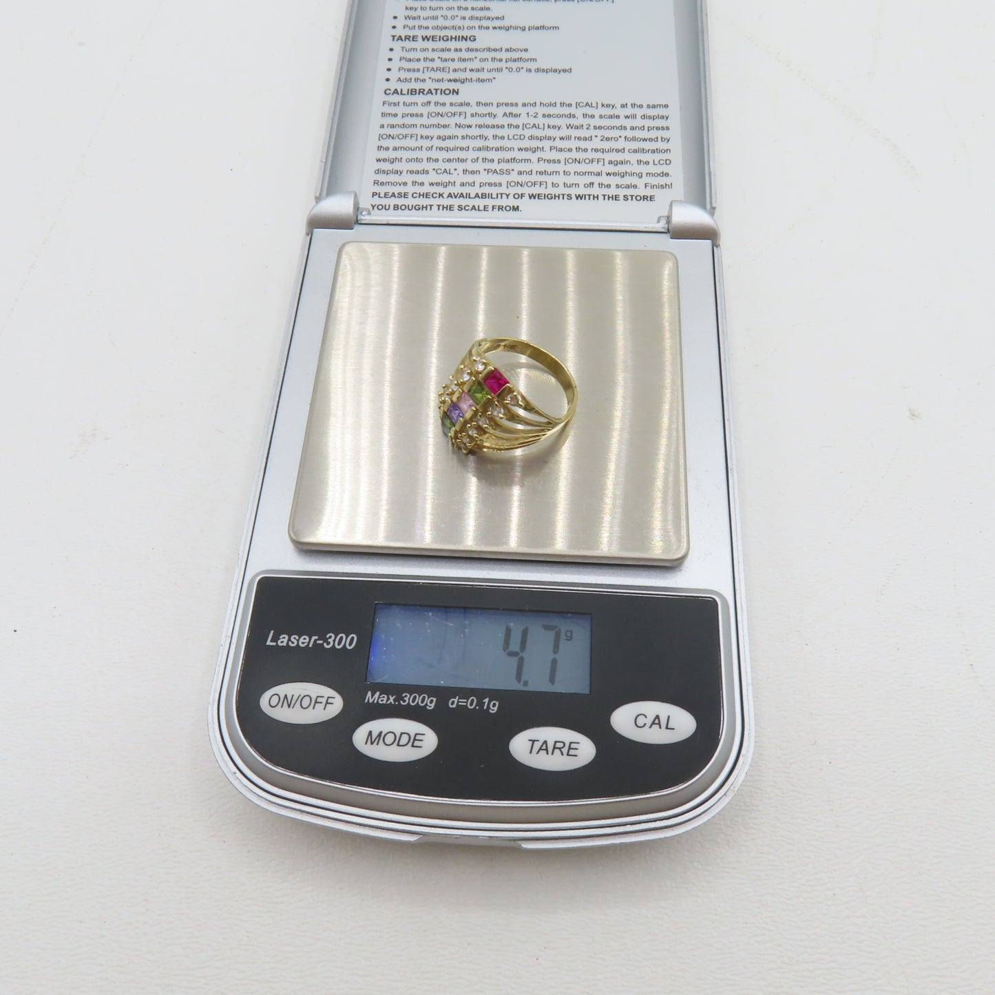 14K Yellow Gold Multi Gemstone Stack Ring Size 7 4.7g