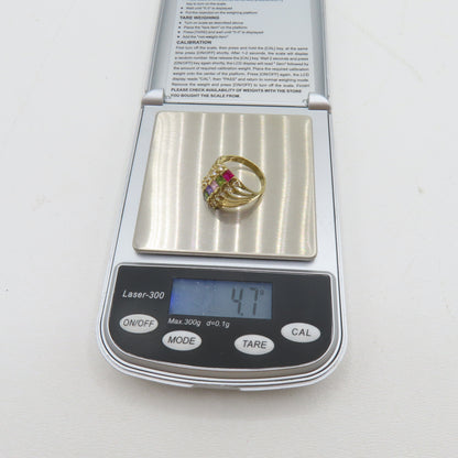 14K Yellow Gold Multi Gemstone Stack Ring Size 7 4.7g