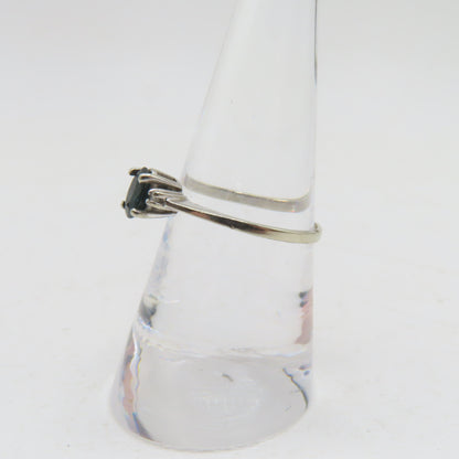 10K White Gold Oval Sapphire and Diamond Ring Size 7-3/4 1.4g