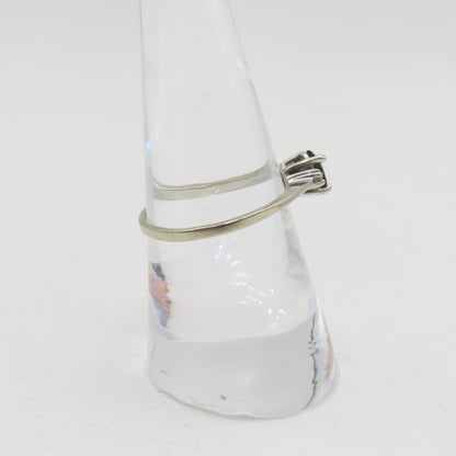 10K White Gold Oval Sapphire and Diamond Ring Size 7-3/4 1.4g