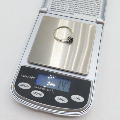 10K White Gold Oval Sapphire and Diamond Ring Size 7-3/4 1.4g