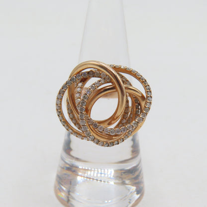 14K Rose Gold Diamond Interlocking Ring Size 7 8.9g
