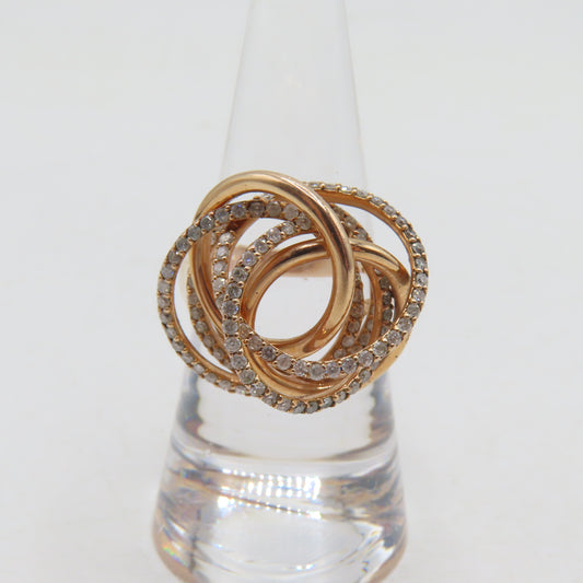 14K Rose Gold Diamond Interlocking Ring Size 7 8.9g