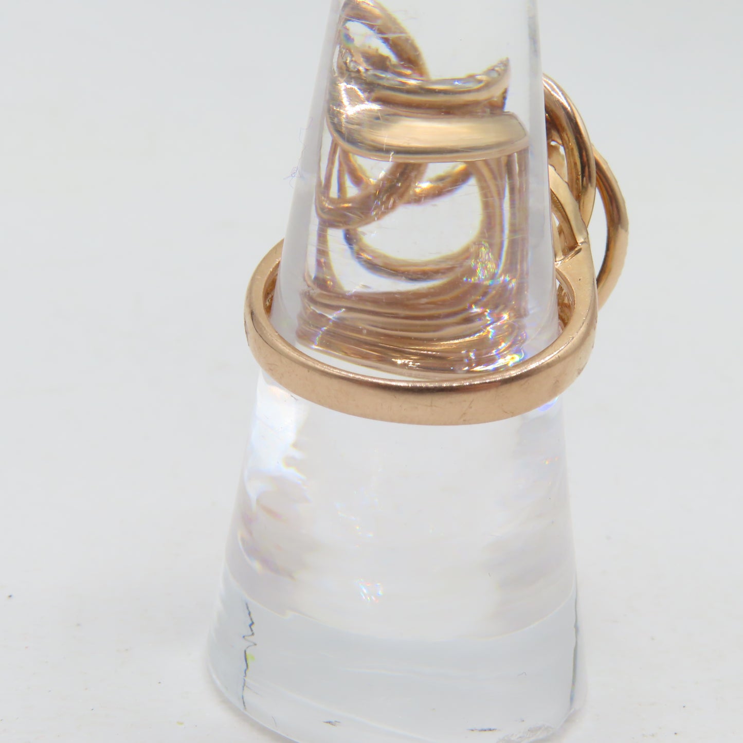 14K Rose Gold Diamond Interlocking Ring Size 7 8.9g