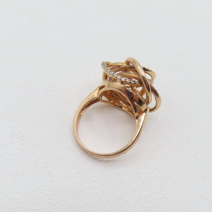 14K Rose Gold Diamond Interlocking Ring Size 7 8.9g