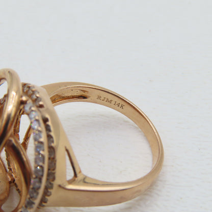 14K Rose Gold Diamond Interlocking Ring Size 7 8.9g