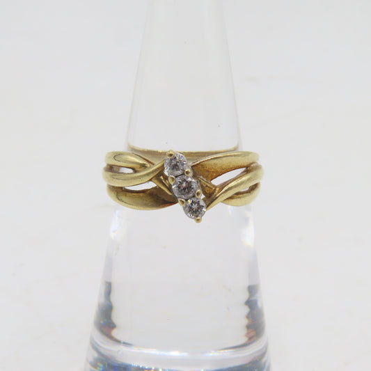 10K Yellow Gold 3 Diamond Ring Size 5 2.4g
