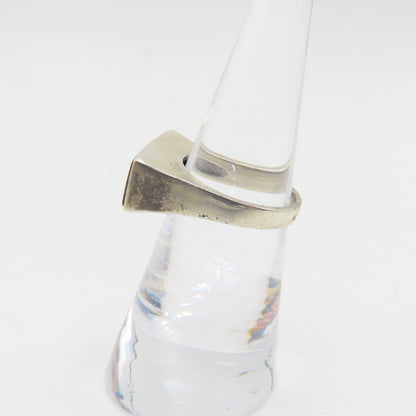 Sterling Silver 925 Modernist Turquoise Multi Gemstone Inlay Ring Size 5 4.7g